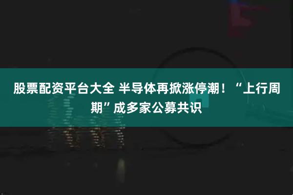 股票配资平台大全 半导体再掀涨停潮！“上行周期”成多家公募共识